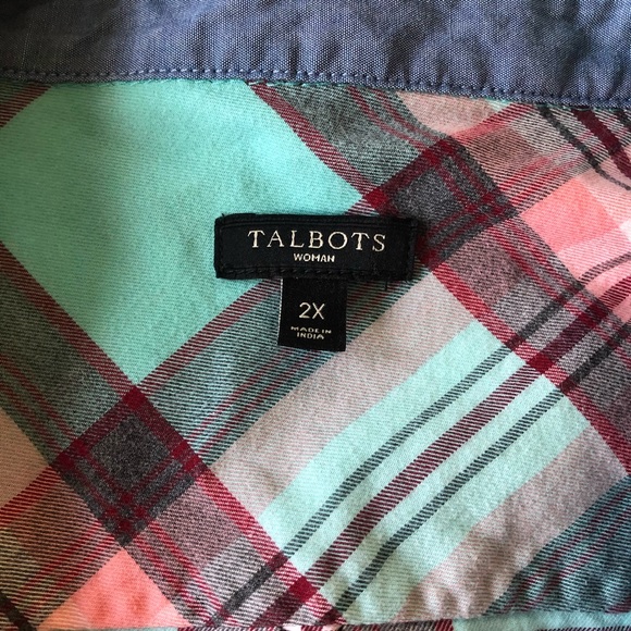 NWOT Talbots Spring Fever Cotton Plaid Button Up - Picture 5 of 8